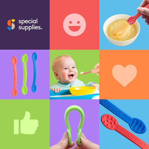 Special Supplies Duo Spoon Oral Motor Therapy Tools, 3 Pack, Textured Stimulation and Sensory Input Treatment for Babies, Toddlers or Kids, BPA Fr...