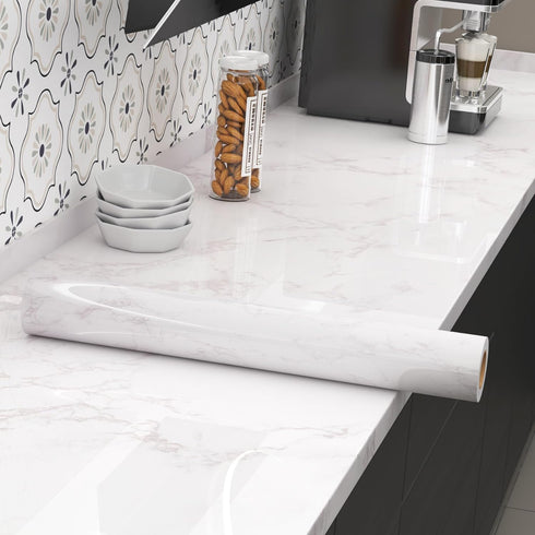 Marble Wallpaper Peel and Stick Wallpaper White Marble Contact Paper for Countertops 15.7“×78.7”Waterproof Wallpaper Self Adhesive Removable Wallp...
