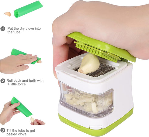 Updated Garlic Press&Peeler Set- Convenient Dicing and Slicing. Chopper, Masher & Crusher, Mincer and Paste...