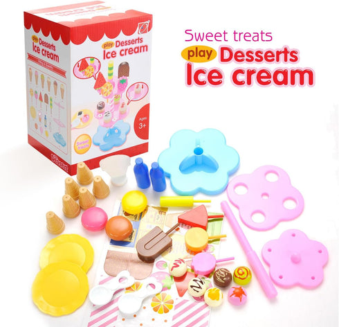 PowerTRC 22 Pcs Sweet Treats Ice Cream and Desserts Tower Playset | Perfect for Kids' Playtime Adventures with Popsicles and Ice Cream Delights!...