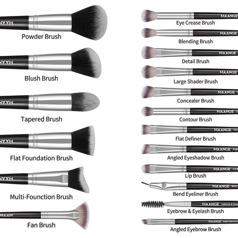 MAANGE Makeup Brushes 18 Pcs Makeup Brush Set Premium Synthetic Make up Brushes Professional Face Powder Blush Pointed Eyeshadow Blending Brush Ki...