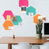 Navaris Hexagon Felt Board Tiles - Set of 6 Notice Memo Bulletin Boards with Push Pins Pack 5.9 x 7 inches (15 x 17.7 cm) - Turquoise, Orange, Pin...