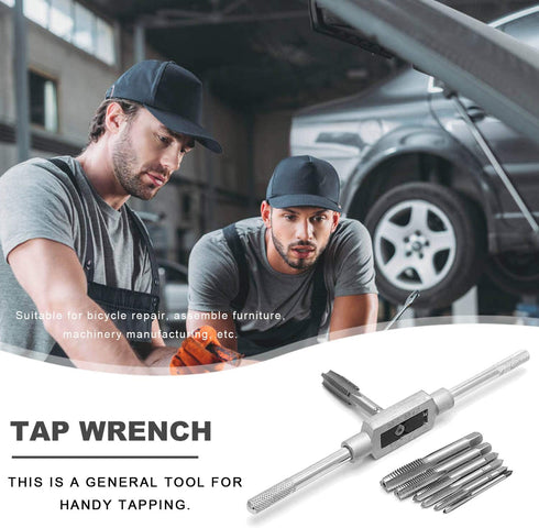 JONMON 8Pcs Metric Tap Set, M3-M12 Hand Screw Thread Plug Taps with Adjustable Thread Tap Reamer Wrench Milling Machine Tapping Kit for Woodworkin...