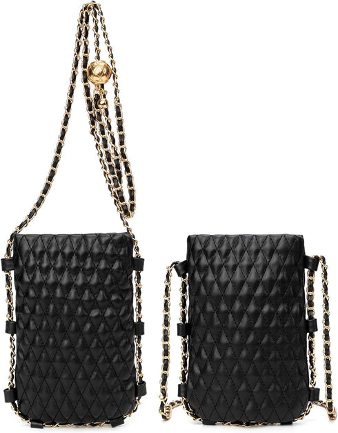 myfriday Mini Quilted Crossbody Purse for Women, Soft Small Summer Shoulder Purse and Handbag with Adjustable Chain Strap...