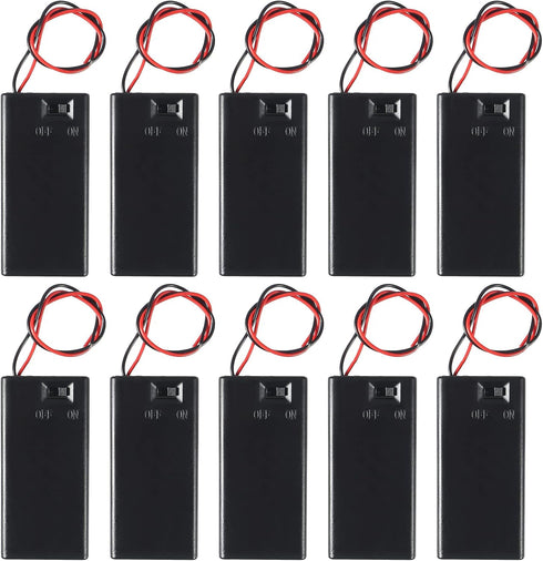 10Pcs 9V Battery Holder, 9 Volt Battery Holder with Switch, 9v Battery Case Connector Wire Spring Clip DIY Plastic Cell Batteries Container Power ...