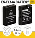 BM Premium EN-EL14A Battery for Nikon D3100, D3200, D3300, D3400, D3500, D5100, D5200, D5300, D5500, D5600, DF, Coolpix P7000, P7100, P7700 Digita...