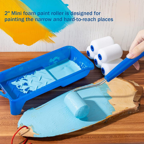 Mister Rui Foam Paint Roller, 2 Inch Mini Paint Roller Kit 10 Pack, Touch Up Small Paint Roller for Painting Wall, Door, Cabinet, High Density Foa...
