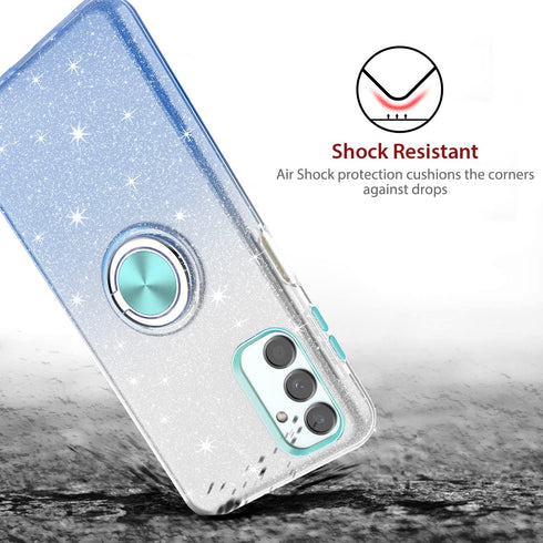TJS Compatible for Samsung Galaxy A13 5G Case, Galaxy A04S Case, with Tempered Glass Screen Protector, Metal Ring Magnetic Support Kickstand Tone ...