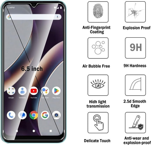 2 Pack Compatible with BLU G53 Screen Protector,Full Coverage 9H Tempered Glass Film,HD Clear Scratch Resistant,Bubble-Free for BLU G53 Screen Pro...