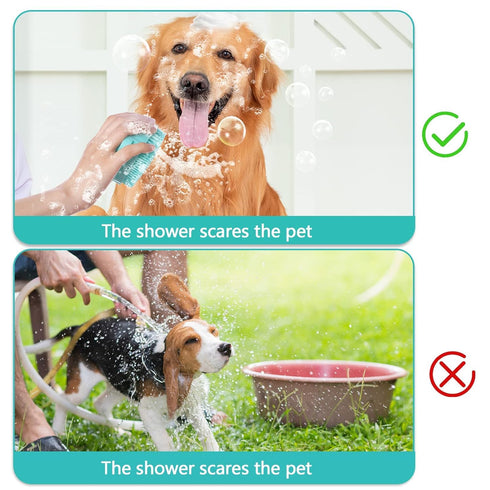 Pet Dog Bath Brush Gentle Soap Dispenser Massaging Bath Grooming Soft Silicone(Blue)...