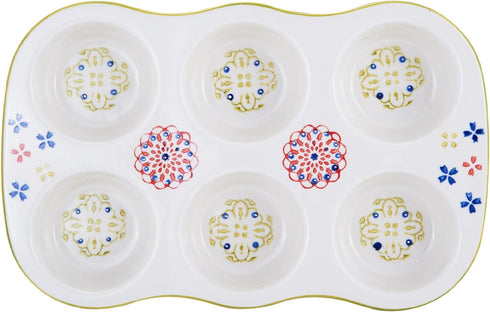 Pfaltzgraff Pink/Green Ceramic Muffin Tray, 12-Inch...