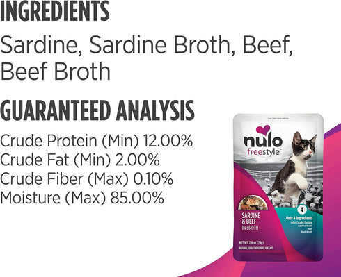 Nulo Freestyle Cat & Kitten Wet Cat Food Pouch, Premium All Natural Grain-Free Soft Cat Food Topper with Amino Acids for Heart Health and High Ani...