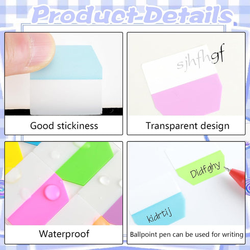 600Pcs/5 Packs Sticky Index Tabs Flags, Fluorescent Writable Sticky Index Tabs Self-stick File Tabs Flag Filing Tabs Page Markers Note Index Marke...