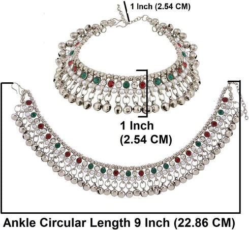 Efulgenz Indian Silver Tone Anklets Indian Jewelry Anklet Sets for Women Bollywood Crystal Faux Pearl Ghungroo Bell Anklets Wedding Bridal Anklet ...