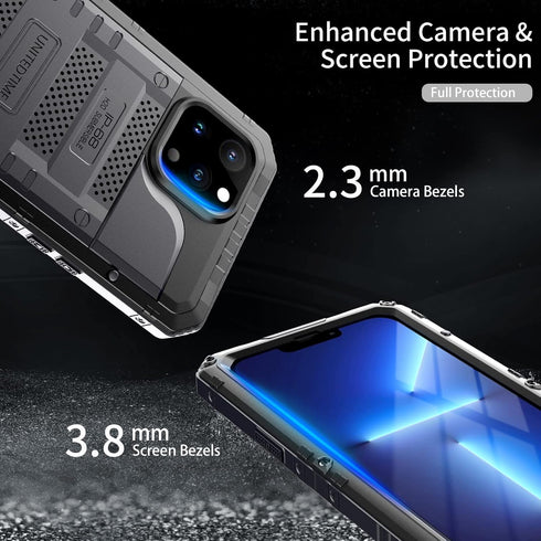 for iPhone 13 Pro Max Case Waterproof with Built-in Screen Protector Full Body Rugged Hard Silicone, Military Grade Shockproof Dustproof Protectiv...
