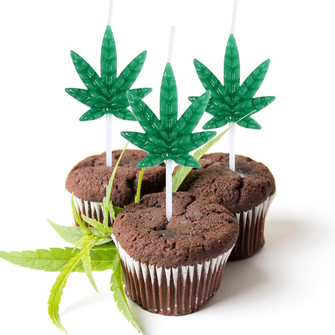 Lothee 5 Pieces Leaf Shape Candles Weed Leaf Cupcake Candles Pot Leaf Tealight Candles for Birthday Anniversary Celebrations Party Supplies...