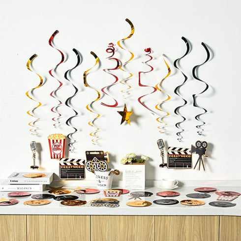 Movie Night Decorations Hanging Swirls Hollywood Movie Theme Party Decorations Supplies 30pcs...