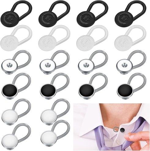 20 Pcs Shirt Collar Button Extenders, Elastic Collar Extenders for Mens Shirts, 5 Styles Dress Shirt Tie Neck Collar Button Expanders for Expandin...