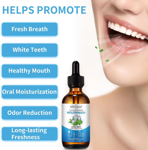 Odor Reduction Mint Concentrated Mouthwash, Travel Size Mouthwash Made with Spearmint Oil and Tea Tree Oil, Helps Freshen Breath Healthy Mouth...