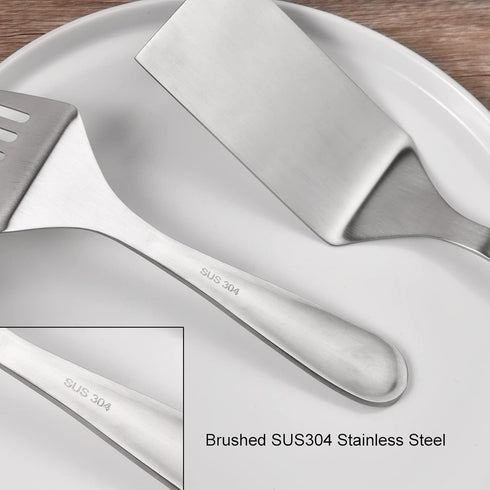 IMEEA Metal Spatulas Set SUS304 Stainless Steel Griddle Spatula Slotted Hamburger Turner Flat Top Grill Spatula for Cooking 10-Inch...