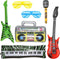 6-pack inflatable guitar balloon, inflatable guitar toddler toys | toy guitar | novelty inflatable rock star guitar | waterproof multi-color party...
