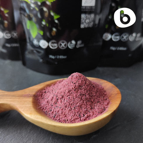 Organic Black Currant Powder from Freeze Dried Black Currants - Rich in Anthocyanins & Polyphenols - Plant Based Vitamin C - for Smoothies, Baking...