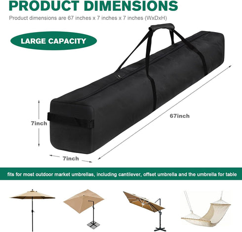 Umbrella Storage Bag 67 Inch Umbrella Carry Bag Beach Umbrella Storage Bag Oversized Patio Hammock and Steel Stand Storage Bag,Black...