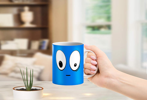Cortunex Heat Changing Mug - 11 Oz Ceramic Color Changing Coffee Mug with A Funny Blue Sleepy Smiley Face - Cute Heat Sensitive Magic Mug with Fun...