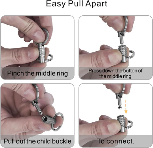Noopel Quick Release Keychain 1 Pack, Titanium Key Ring Detachable Heavy Duty Keyring Mens Car Key Holder with 2 Stainless Steel Key Rings...