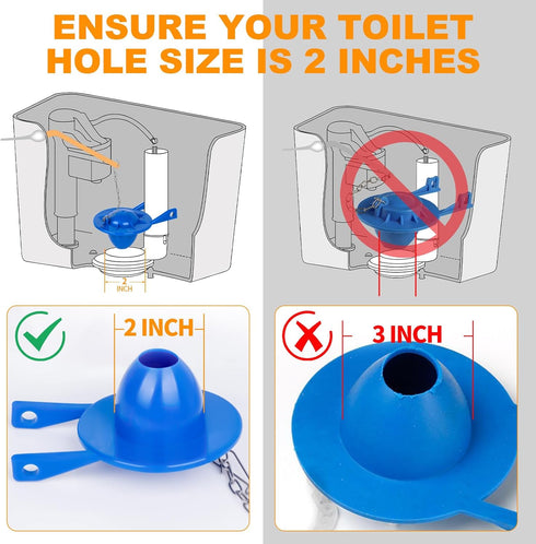 Toilet Flapper Replacement Kit, 2 Inch Universal Toilet Tank Flapper Fit for American Standard Kohler Fluidmaster Toto Gerber, Silicone Stopper Fl...