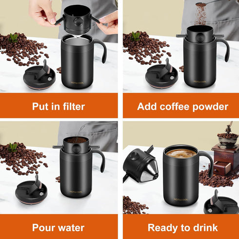16oz Camping Coffee Maker Pour Over Coffee Maker Set?Camp Pour Over Set?Portable Coffee Kit for Travel, Camping, Offices, Backpacking...