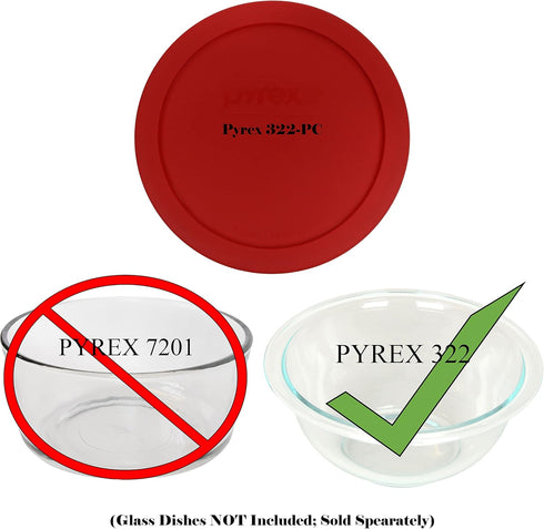 Pyrex 322-PC 1qt Red Round Mixing Bowl Pastic Lid Made in the USA...