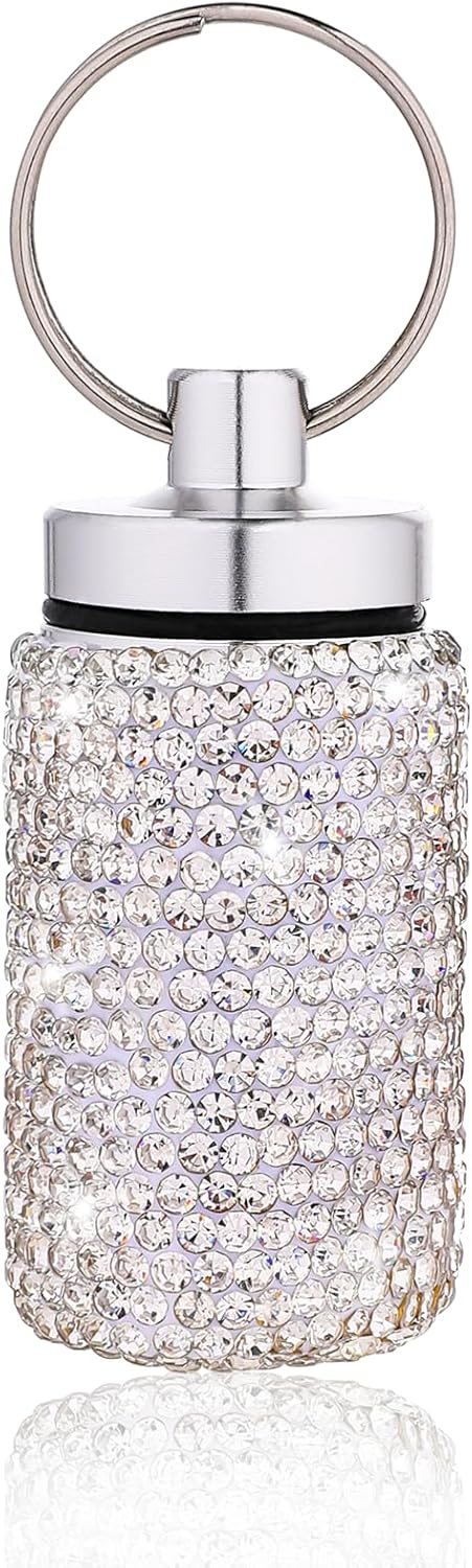 Pill Organizer Stainless Steel Waterproof Pill Holder Box Bling Small Medicine Case Dispenser Bottle Travel Portable Jewelry Ring Holder Keychain ...