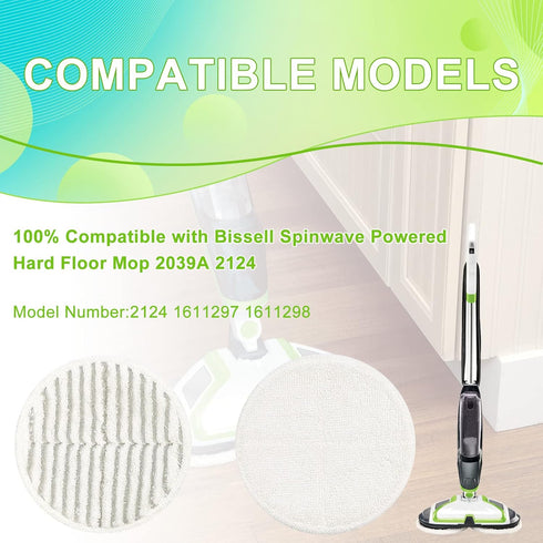 2124 Replacement Pads for Bisell Spinwave Spin Mop, (2 Scrubby Pads and 4 Soft Pads) Compatible with Bisell Spinwave 2039, 2039A, 2039Q, 2039T, 20...