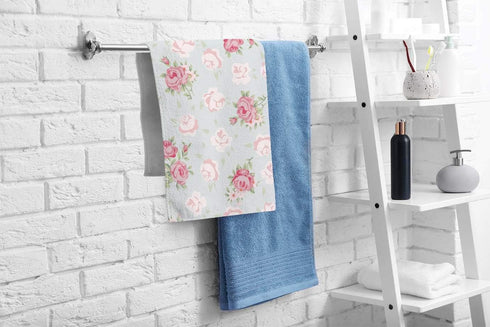 oFloral Pink Rose Hand Towels Cotton Washcloths,Elegance Seamless Pattern with Shabby Chic Rose Flowers in Vintage Style Soft Towels for Bathroom/...