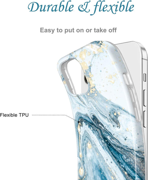JIAXIUFEN Gold Sparkle Glitter Case Compatible with iPhone 12 and iPhone 12 Pro Marble Design Slim Shockproof TPU Soft Rubber Silicone Cover Phone...