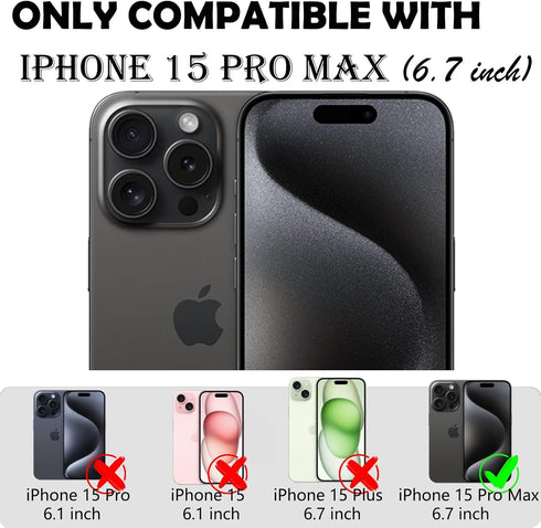 Annymall for iPhone 15 Pro Max Case with 2 Screen Protector,Shockproof Drop Protection Full Body Heavy Duty 3-Layer Military Rugged Durable Phone ...