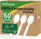 100% Compostable Spoons 60 Count Disposable Soup Spoons Heavy Duty Utensils Disposable Silverware Eco Friendly Flatware for Party Camping Picnics ...