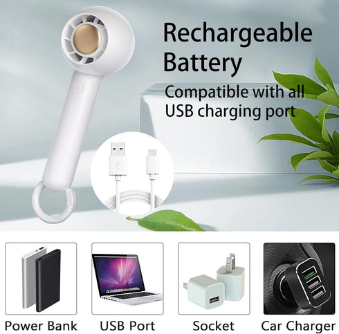 Portable Fan for Travel, Mini Handheld Fan Rechargeable, Personal Lash Fan for Women Makeup with 2-speeds 8-10 Hours Operated for Kids Girls Indoo...