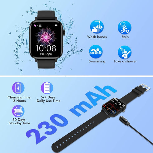 Smart Watch for Android iPhone, 1.9" Fitness Tracker with (Answer/Make Calls) IP 67 Waterproof Sport Digital Watches, Blood Pressure Heart Rate Mo...