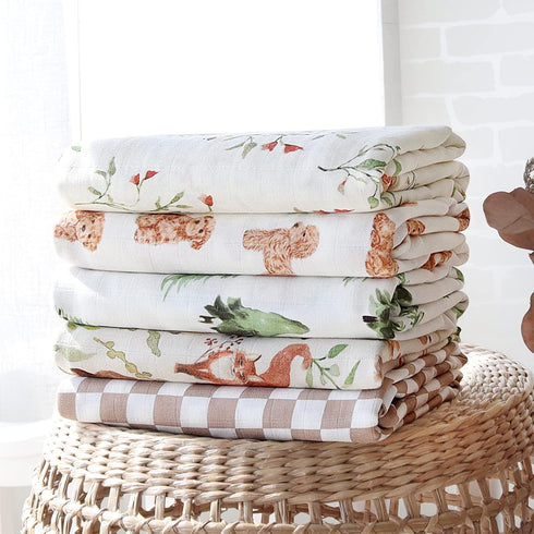 LifeTree Baby Swaddle Blankets Dog, 70% Viscose Bamboo and 30% Cotton Muslin Swaddle Blankets Boys Girls Swaddling Wrap Receiving Blanket Neutral ...