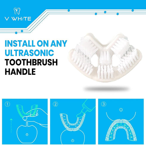 V-White V-Shaped Replacement Head for Ultrasonic Toothbrush, 75% Faster, Effective Whole Mouth Deep Clean & Massage, Compatible with All Kind of V...