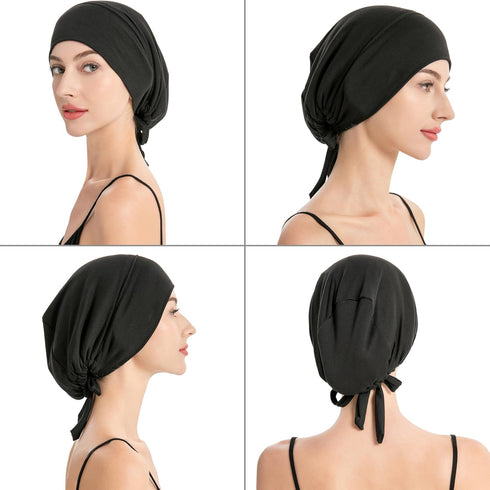 ZLYC Satin Lined Hijab Cap for Women Tie Back Hijab Undercap Inner Underscarf Hat...