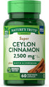 Ceylon Cinnamon Capsules | 2500mg | 60 Count | Vegetarian, Non-GMO & Gluten Free Supplement | Plus Chromium and Biotin | by Nature's Truth...