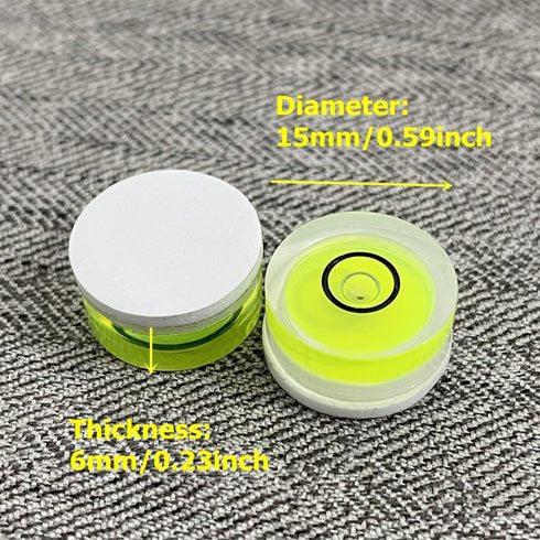 5Pcs Small Circular Bubble Levels with Double Sided Adhesive Bottom Mini Little Stick-on Bubble Spirit Level Measuring Layout Tools Levels (15x6mm...