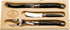 Jean Dubost Laguiole 3-Piece Cheese Knife Set, Black Handles - Rust-Resistant Stainless Steel - Includes Wooden Tray - Made in France...