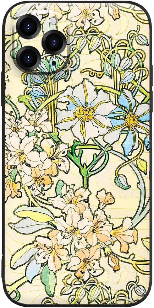 Berkin Arts Compatible with iPhone 11 Pro Case Silicone Cover with Screen Protector Art Nouveau Floral Flower (Clematis by Alphonse Mucha)...