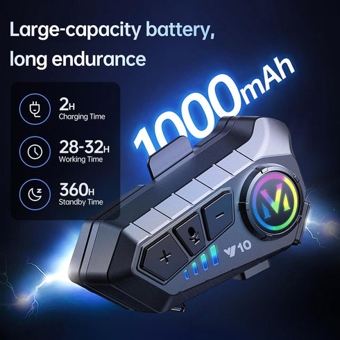 Motorcycle Bluetooth Headset Speaker Skiing Earphone Waterproof Bluetooth Helmet Headset with Noise Cancellation Ultra-Thin Wireless Bluetooth Hea...