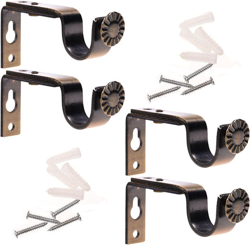 Set of 4 Bronze Color Heavy Duty Curtain Rod Brackets for 3/4 or 5/8 Inch Rod...