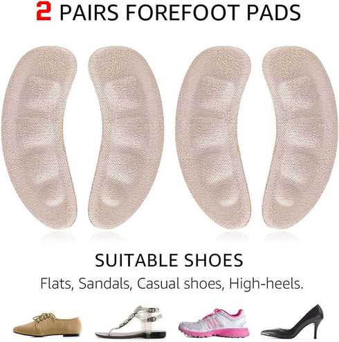 Ball of Foot Cushions for High Heels, Non-Slip Comfortable Forefoot Pads Metatarsal Pads All Day Pain Relief, Toe Cushions for Forefoot - 2Pairs (...